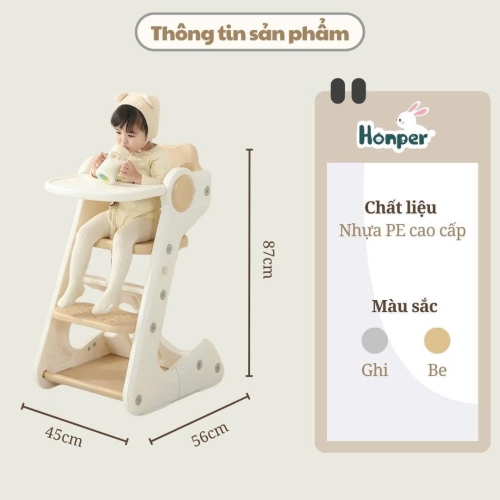Ghế ăn dặm đa năng Honper HP208 Màu Be