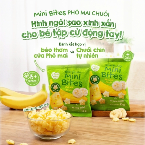 Bánh ăn dặm mini Mămmy vị phô mai, chuối 15g (6M+)