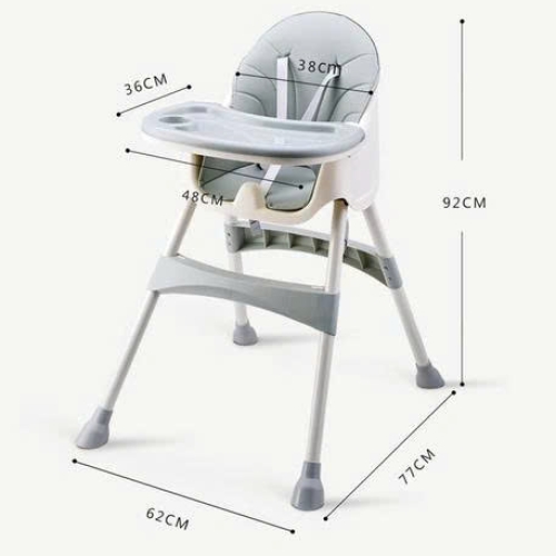 Ghế ăn dặm Honper gấp gọn có bánh xe - Đệm xanh lá, sư tử- HP211